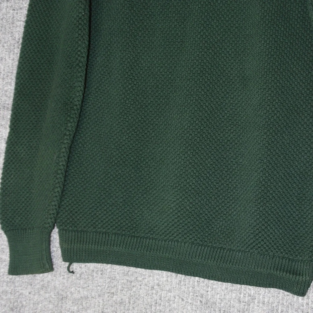 J Crew Sweater Mens M Green‎ Mock Neck Button Pullover Textured Knit